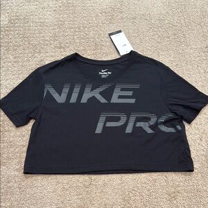 Nike Pro Black Graphic Crop Top NEW WITH TAGS